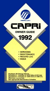 1992 Mercury Capri Owner's Manual