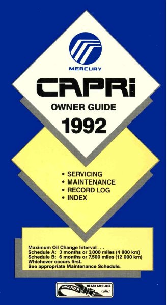 1992 Mercury Capri Owner's Manual