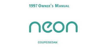 1997 Chrysler Neon Owner's Manual