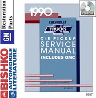 1990 CHEVROLET & GMC C/K 10-30 LIGHT DUTY TRUCK Body, Chassis & Electrical Service Manual w/Emissions Manual sample image