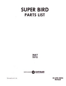 1970 Plymouth Roadrunner, Superbird Parts Book