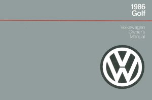 1986 Volkswagen Golf Owner's Manual
