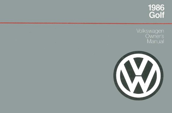 1986 Volkswagen Golf Owner's Manual