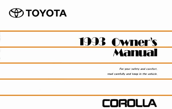 1993 Toyota Corolla Owner's Manual