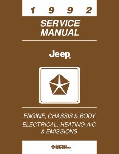 1992 Jeep Cherokee, Comanche, Wrangler Factory Shop Service Manual