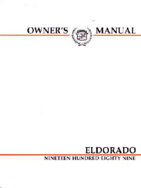 1989 Cadillac Eldorado Owner's Manual