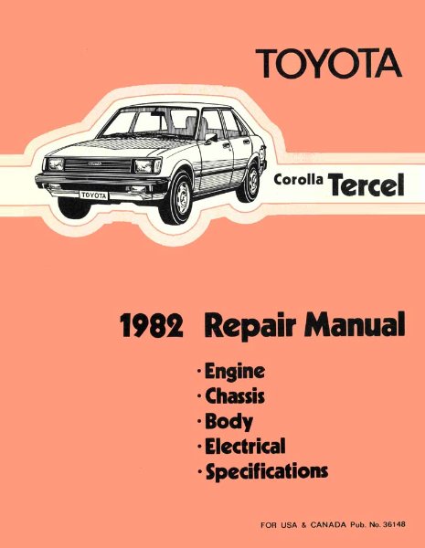 1982 Toyota Corolla TERCEL Shop Service Repair Manual