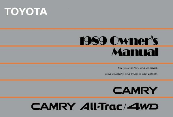 1989 Toyota Camry All-Trac / 4WD Owner's Manual