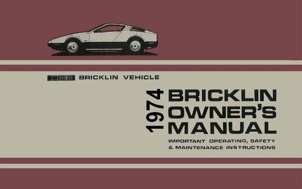 1974 Bricklin SV-1 Owner's Manual