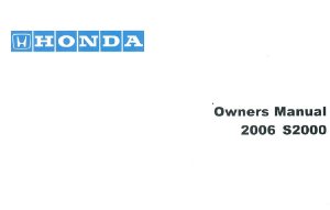 2006 Honda S2000 Owner's Manual