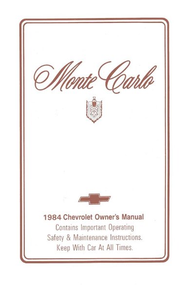 1984 Chevrolet Monte Carlo Owner's Manual
