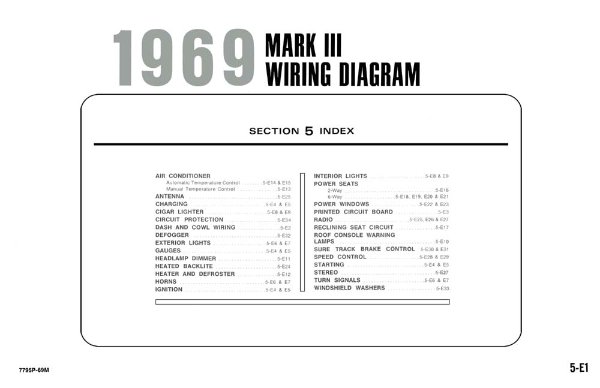 1969 Lincoln Mark III Wiring Diagrams Manual