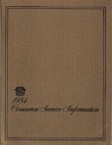 1984 Cadillac Cimarron Factory Shop Service Manual