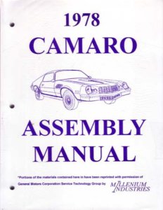 1978 Chevrolet Camaro Assembly Manual Book Rebuild Instructions Illustrations