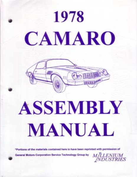 1978 Chevrolet Camaro Assembly Manual Book Rebuild Instructions Illustrations