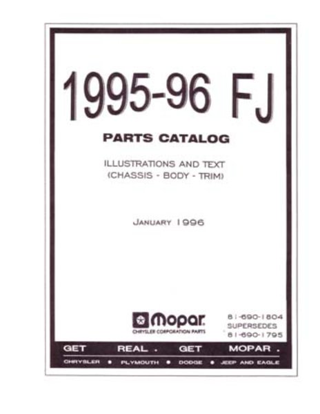 1995–1996 Chrysler Sebring, Avenger, Talon Parts Book