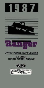 1987 Ford Ranger 2.3L Turbo Diesel Supplement ONLY Owner's Manual