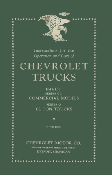 1933 Chevrolet Series CB & O Owner's Manual