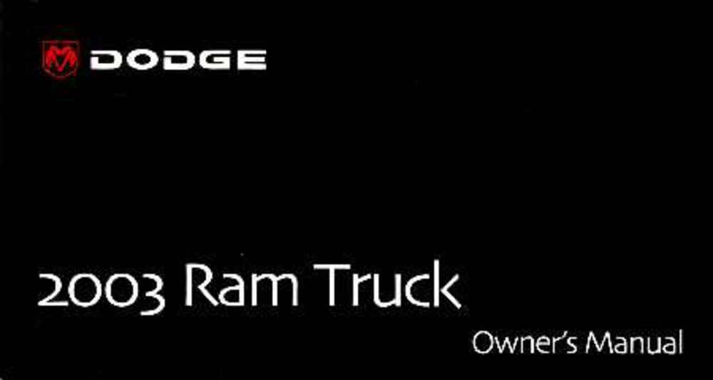 2003 Dodge Ram Truck Owners Manual User Guide