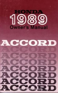 1989 Honda Accord Hatchback Owner's Manual