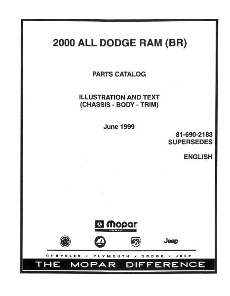 2000 Dodge Truck BR Parts Book