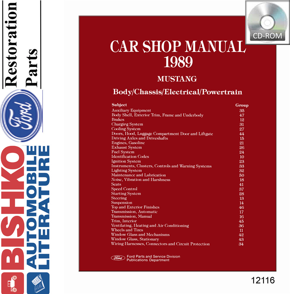 1989 FORD MUSTANG Body, Chassis & Electrical Service Manual