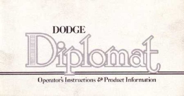 1977 Dodge Diplomat Owner's Manual