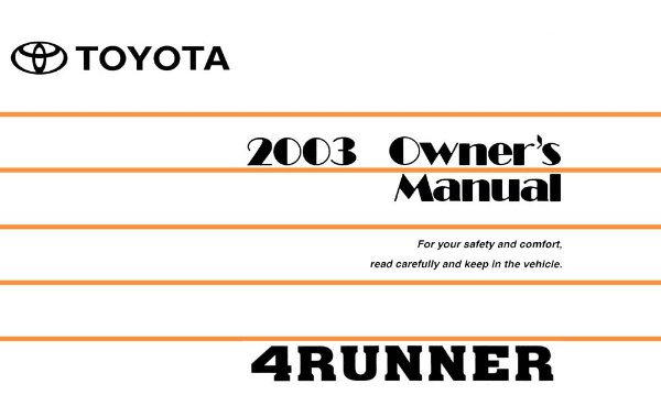 2003 Toyota 4RUNNER Owner's Manual