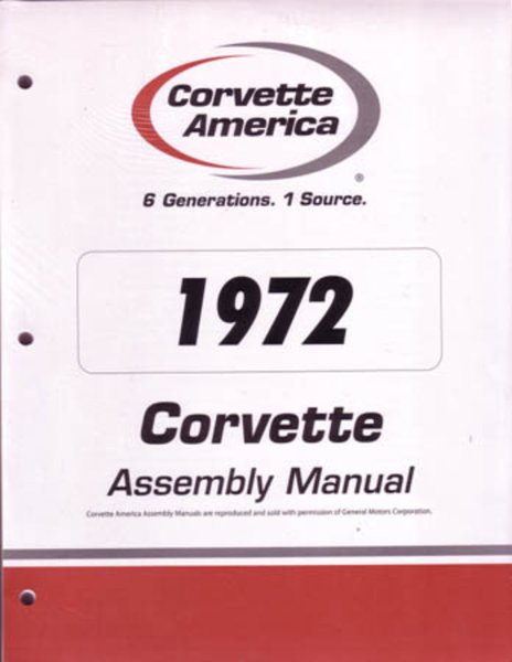 1972 Chevrolet Corvette Assembly Manual Book Rebuild Instructions Illustrations