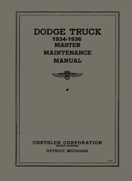 1934–1936 Dodge Truck All Models Factory Shop Service Manual