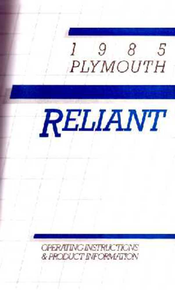 1985 Plymouth Reliant Owners Manual User Guide