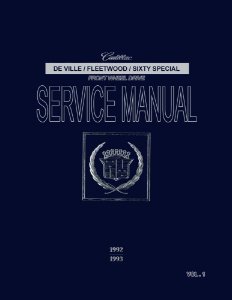 1992–1993 Cadillac 60 Special, Deville, Fleetwood Factory Shop Service Manual