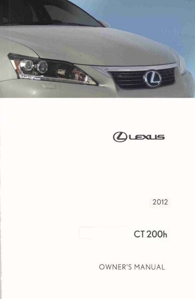 2012 Lexus CT 200H Owner's Manual