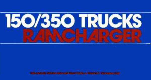 1983 Dodge Ramcharger Owner's Manual
