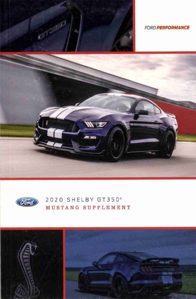 2020 Ford Shelby GT 350 Mustang Supplement ONLY Owner's Manual