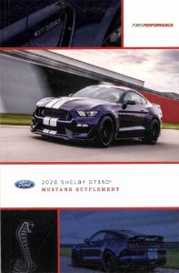 2020 Ford Shelby GT 350 Mustang Supplement ONLY Owner's Manual