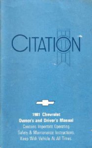 1981 Chevrolet Citation Owner's Manual