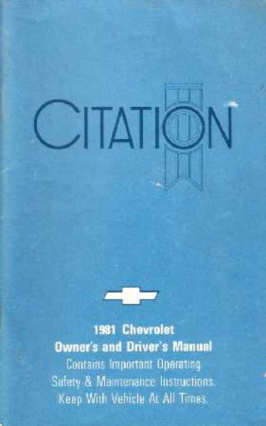 1981 Chevrolet Citation Owner's Manual