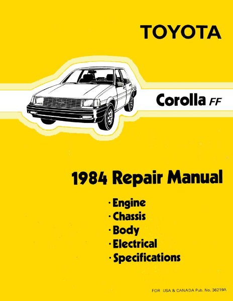 1984 Toyota Corolla FF Shop Service Repair Manual