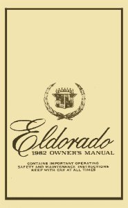1982 Cadillac Eldorado Owner's Manual