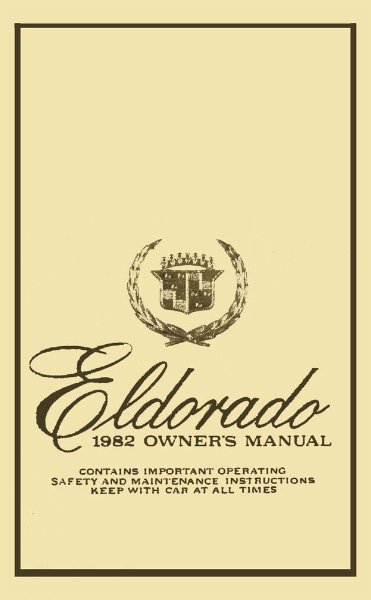1982 Cadillac Eldorado Owner's Manual