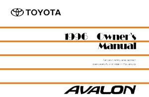 1996 Toyota Avalon Owner's Manual