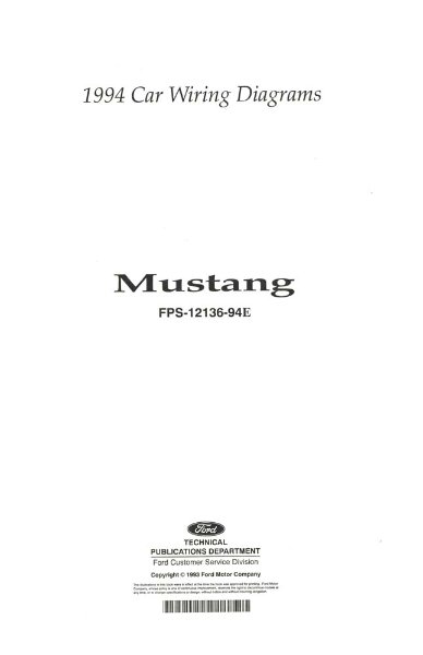 1994 Ford Mustang Wiring Diagrams Manual