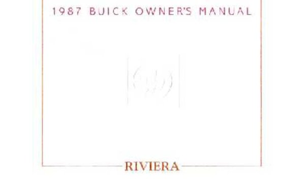 1987 Buick Riviera Owner's Manual