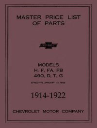 1914 1920 1921 1922 Chevrolet Parts Numbers Book List Guide Catalog Interchange
