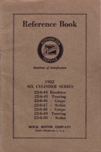 1922 Buick 6 Cylinder Reference Book Owners Manual User Guide Operator Book