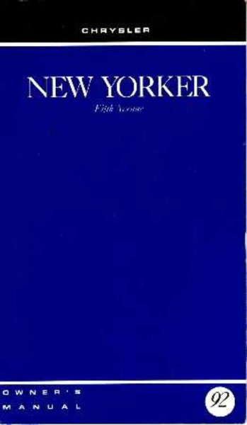 1992 Chrysler New Yorker, Fifth Avenue Owner's Manual