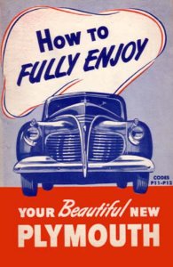 1941 Plymouth P11 Deluxe, P11 Standard, P12 Special Deluxe, PT-125 Owner's Manual