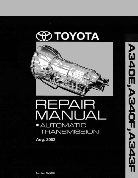 2002 Toyota A340E, A340F, A343F Factory Shop Service Manual