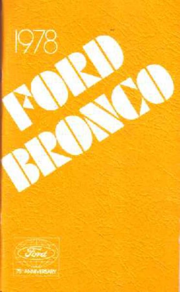 1978 Ford Bronco Owner's Manual